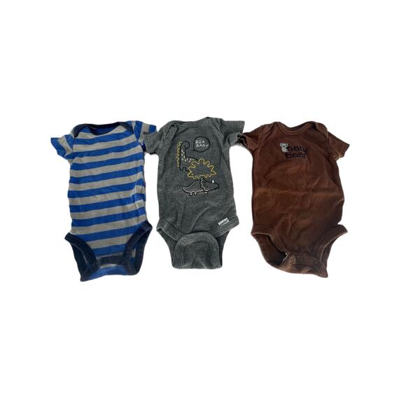 Carters Gerber Bundle Lot of 3 Baby Boys Bodysuits Newborn Short Sleeve - Picture 1 of 5
